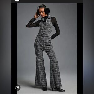 Anthropologie Maeve Checkered wide leg Jumpsuit NWT 14